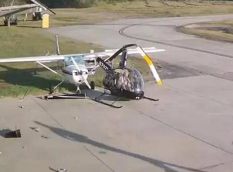 ABD’de helikopter uçağa çarptı, pilot mucize eseri kurtuldu