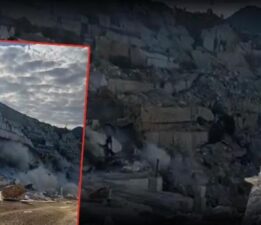 Balıkesir’de kullanılmayan mermer ocağında göçük! O anlar anbean kaydedildi