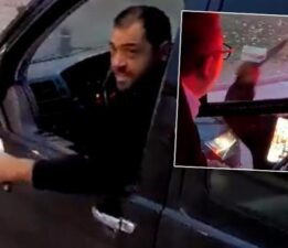 Trafik magandasından otobüs şoförüne bıçaklı tehdit! Saniye saniye kaydedildi