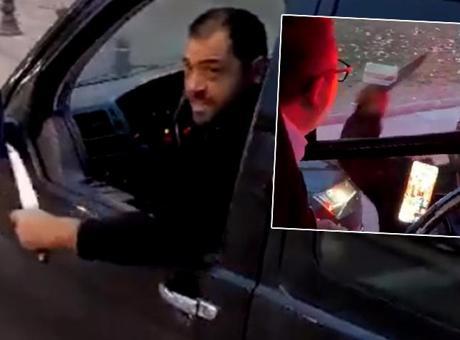 Trafik magandasından otobüs şoförüne bıçaklı tehdit! Saniye saniye kaydedildi