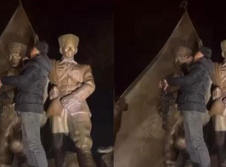 Atatürk Anıtı’nda büyük saygısızlık! Gözaltına alındı