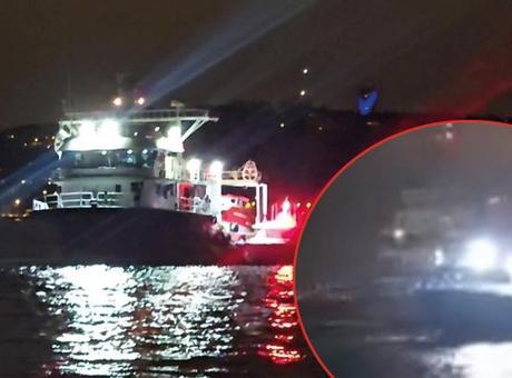 Beykoz’da kargo gemisi balıkçı ağlarına takıldı