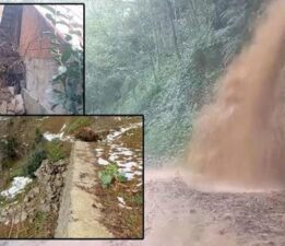 Rize’de heyelan! Köy yolu kapandı, 2 ev boşaltıldı