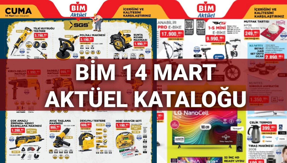 BİM Aktüel indirimler kataloğu 14 Mart: BİM markete çapa makinesi, matkap seti, elektrikli bisiklet ve basamak merdiven geliyor