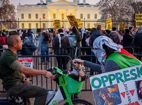 İsrail’in Gazze’ye yönelik saldırıları Beyaz Saray’ın önünde protesto edildi