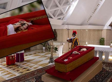 Papa açık tabutta: Elinde tesbih, parmağında yüzük! Cenaze programı netleşti