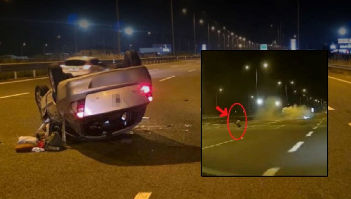 9 yaşındaki çocuk takla atan otomobilden yola savruldu