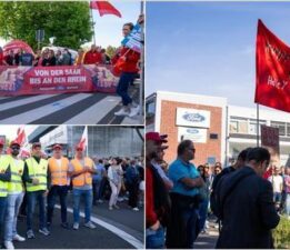 Almanya’nın Köln kentinde Ford fabrikası işçileri greve gitti