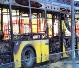 Başakşehir’de İETT otobüsü alev alev yandı