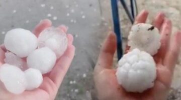 Ceviz büyüklüğünde! Dakikalar içinde her yer beyaza büründü