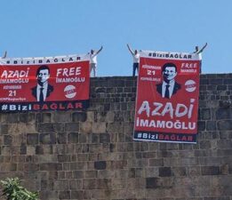 Diyarbakır’da surlara asılan ‘İmamoğlu’ pankartlarına polis müdahalesi