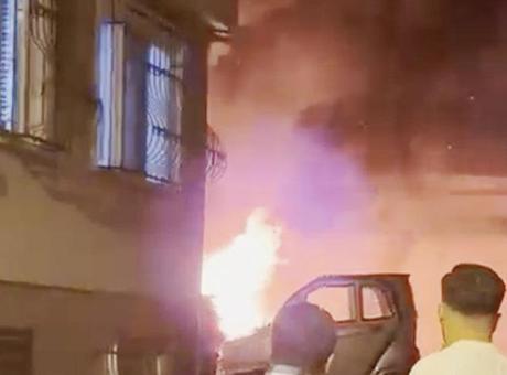 Fatih’te akılalmaz anlar! Eşini tehdit etti, ağabeyinin aracını ateşe verdi