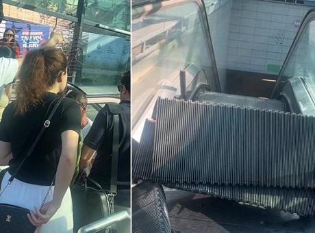 İstanbul’da metro istasyonunda yürüyen merdiven kırıldı! Vatandaşlar panik yaşadı