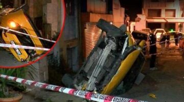 Şişli’de taksi 10 metreden çıkmaz sokağa uçtu! ‘Takla atarak yere düştü’