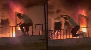 Yangında dehşet anları! Alevler büyüyünce balkondan atladı