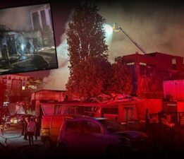 Bahçelievler’de oto tamirhane alev alev yandı! Araçlar kullanılamaz hale geldi