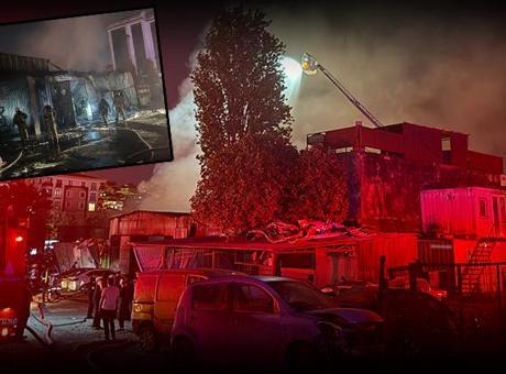 Bahçelievler’de oto tamirhane alev alev yandı! Araçlar kullanılamaz hale geldi