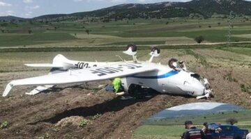 Bilecik’te eğitim uçağı zorunlu iniş yaptı! Kazada pilot yaralandı