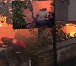İzmir’de yangın bölgesinden yürek yakan görüntüler! Tekerlekli sandalyedeki yaşlı adam son anda kurtarıldı