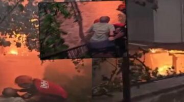 İzmir’de yangın bölgesinden yürek yakan görüntüler! Tekerlekli sandalyedeki yaşlı adam son anda kurtarıldı