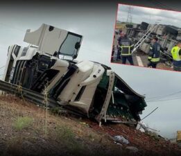 Kocaeli’nde feci kaza! Karpuz yüklü TIR devrildi: 1 ölü, 3 yaralı
