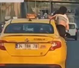 TEM’de akılalmaz görüntü: Taksinin camından sarktılar