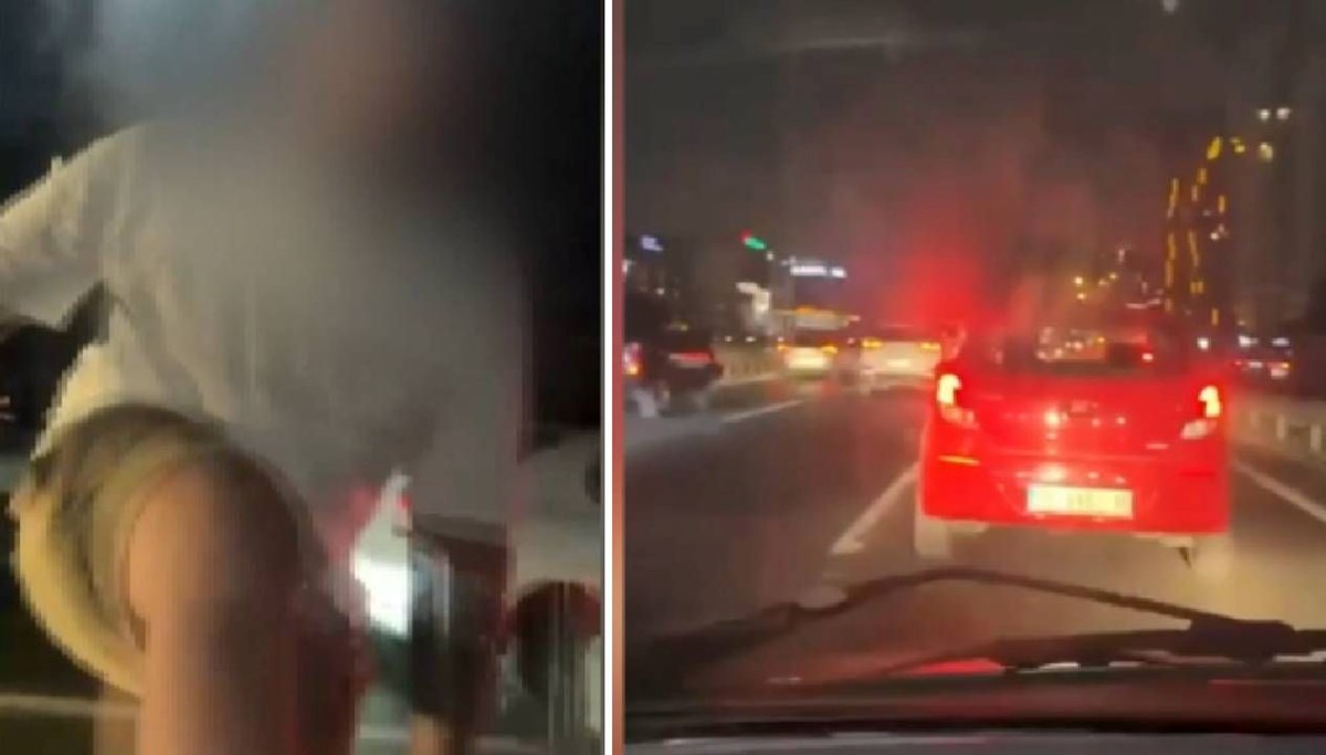 Trafik magandası kamerada