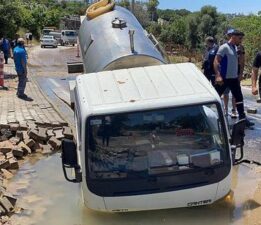 Yer: Bodrum! Tanker çöken yola gömüldü, mahalleli isyan etti