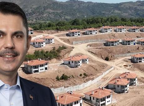 Bakan Kurum görüntüleri paylaştı! İki katlı köy evleri tamamlandı