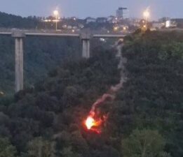 Beykoz’da orman yangını: Yanan cisim ağaçlara düştü