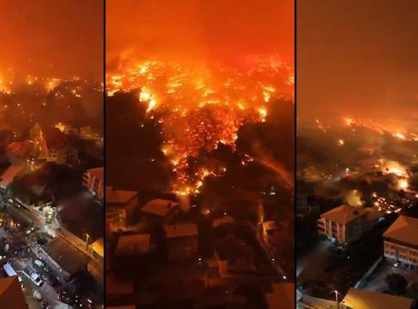 Bursa’da orman yangını havadan görüntülendi! Canhıraş mücadele