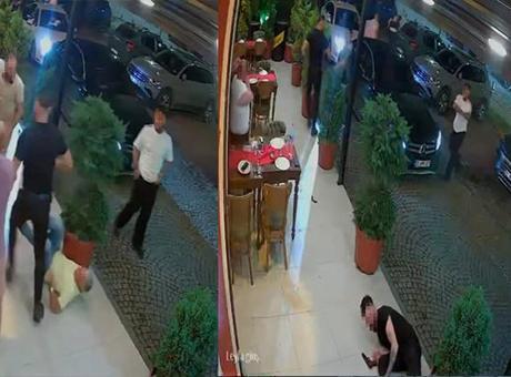 Eğlence mekanı önünde silahlı çatışma! Anbean güvenlik kamerasına yansıdı
