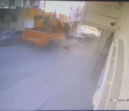 Kontrolden çıkan vinç 23 araca çarparak durabildi