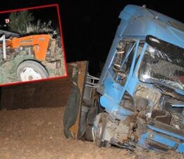 Manisa’da feci kaza! Hafriyat kamyonu traktöre arkadan çarptı; 1 ölü, 1 yaralı