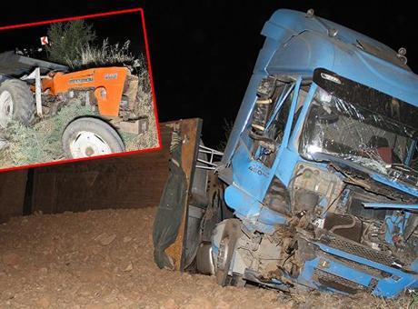 Manisa’da feci kaza! Hafriyat kamyonu traktöre arkadan çarptı; 1 ölü, 1 yaralı