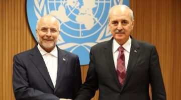 Meclis Başkanı Kurtulmuş, İran İslami Danışma Meclisi Başkanı Ghalibaf ile bir araya geldi