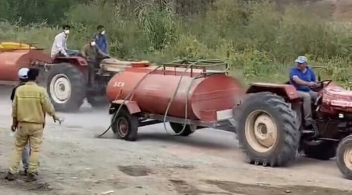 Patlamış lastiği bile durduramadı! Bursa’daki yangına müdahaleye koştu