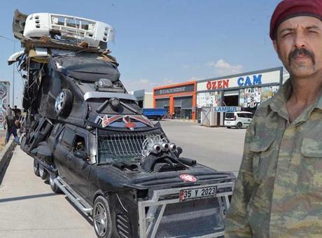 Aracına 8 teker ekleyip tanka çevirdi, trafiğe çıktığı an büyük şok yaşadı