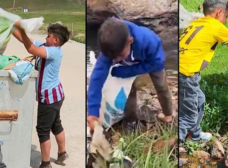 Bakan Kurum’dan yayladaki çöpleri toplayan iki kardeşe teşekkür
