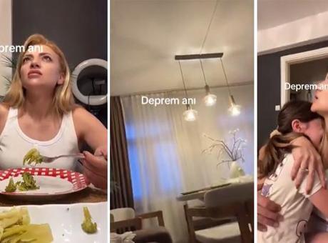 Balıkesir’deki depreme yemek masasında yakalandılar! Telefona gelen bildirimi ve deprem anını kaydettiler
