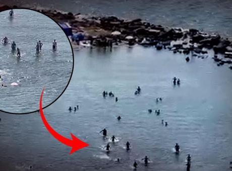 Boğulmaktan saniyelerle kurtuldu! Korku dolu anlar anbean kaydedildi