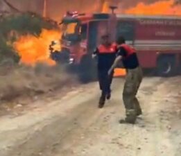 Çanakkale’de orman yangını… İtfaiye erleri canını zor kurtardı