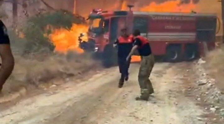 Çanakkale’de orman yangını… İtfaiye erleri canını zor kurtardı