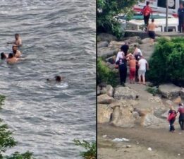 Dalgaların arasında ölümle yaşam arasında kalmışlardı! Vatandaşların hamlesiyle kurtuldular