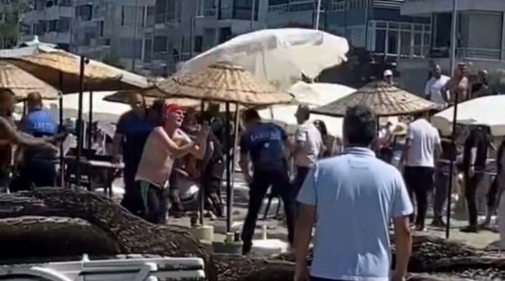 Halk plajında şezlong kavgası