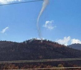 Hatay’da geçen ay yanan ormanda bu kez hortum çıktı! O anlar kameralara yansıdı