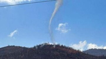 Hatay’da geçen ay yanan ormanda bu kez hortum çıktı! O anlar kameralara yansıdı