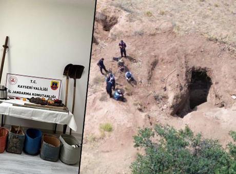 Kayseri’de kaçak kazı yapan 4 kişi fotokapana yakalandı