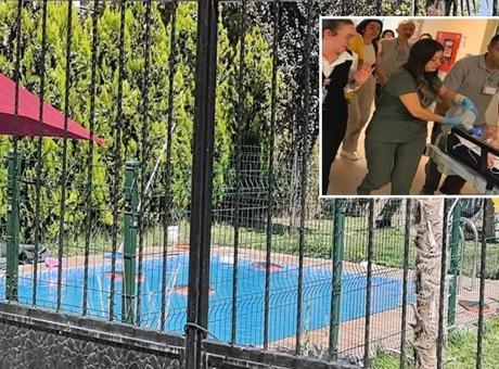 Korku dolu anlar! 4 yaşındaki Berra epilepsi nöbeti geçirdi havuza düştü