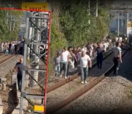 Marmaray’da beklenmedik olay! Hatta ağaç devrildi, yolcular demir yolunda yürüdü